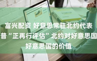 富兴配资 好意思常驻北约代表说特朗普“正再行评估”北约对好意思国的价值